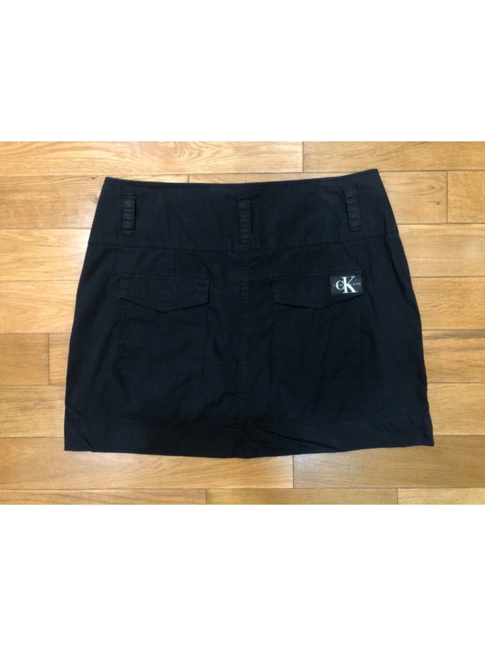 Calvin Klein Jeans 100% Cotton Lightweight Mini Skirt Black Size L Utility Chic